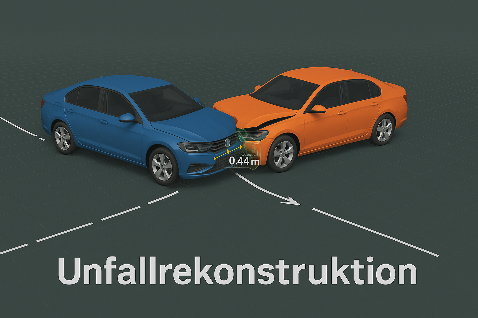 3D Unfallrekonstruktion mit Kollisionsanalyse und Abstandsmessung